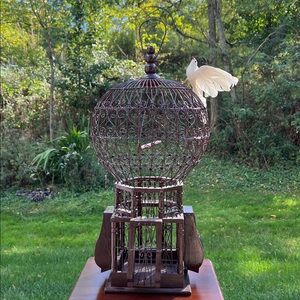 Antique Victorian Style Hot Air Balloon Shaped Wood Wire Decorative Birdcage